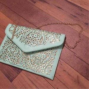 Seafoam Envelope Cutout Clutch